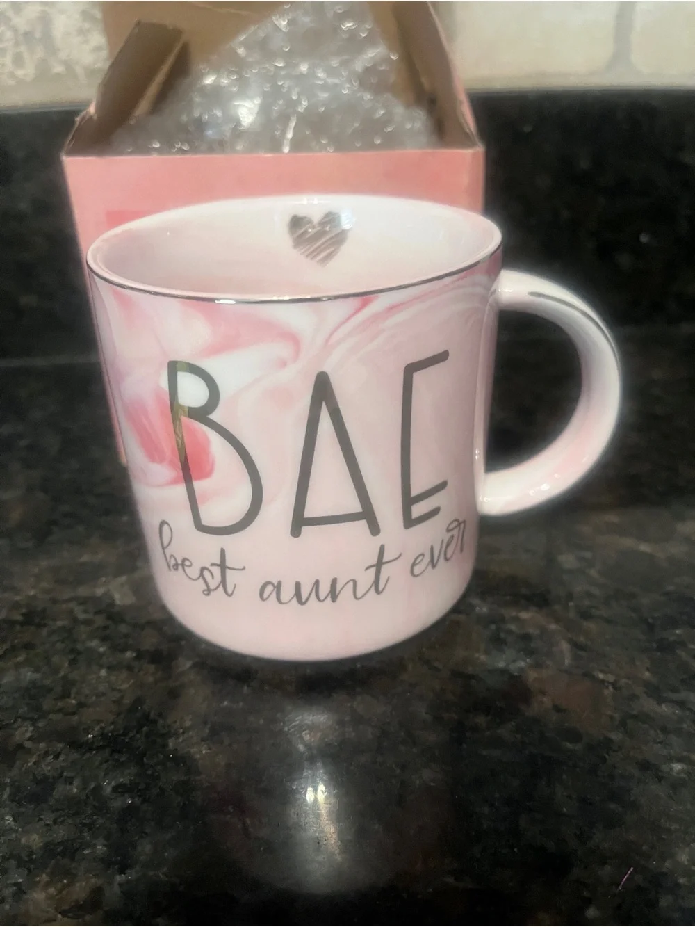 Best Aunt Ever Pink Marble Ceramic Mug